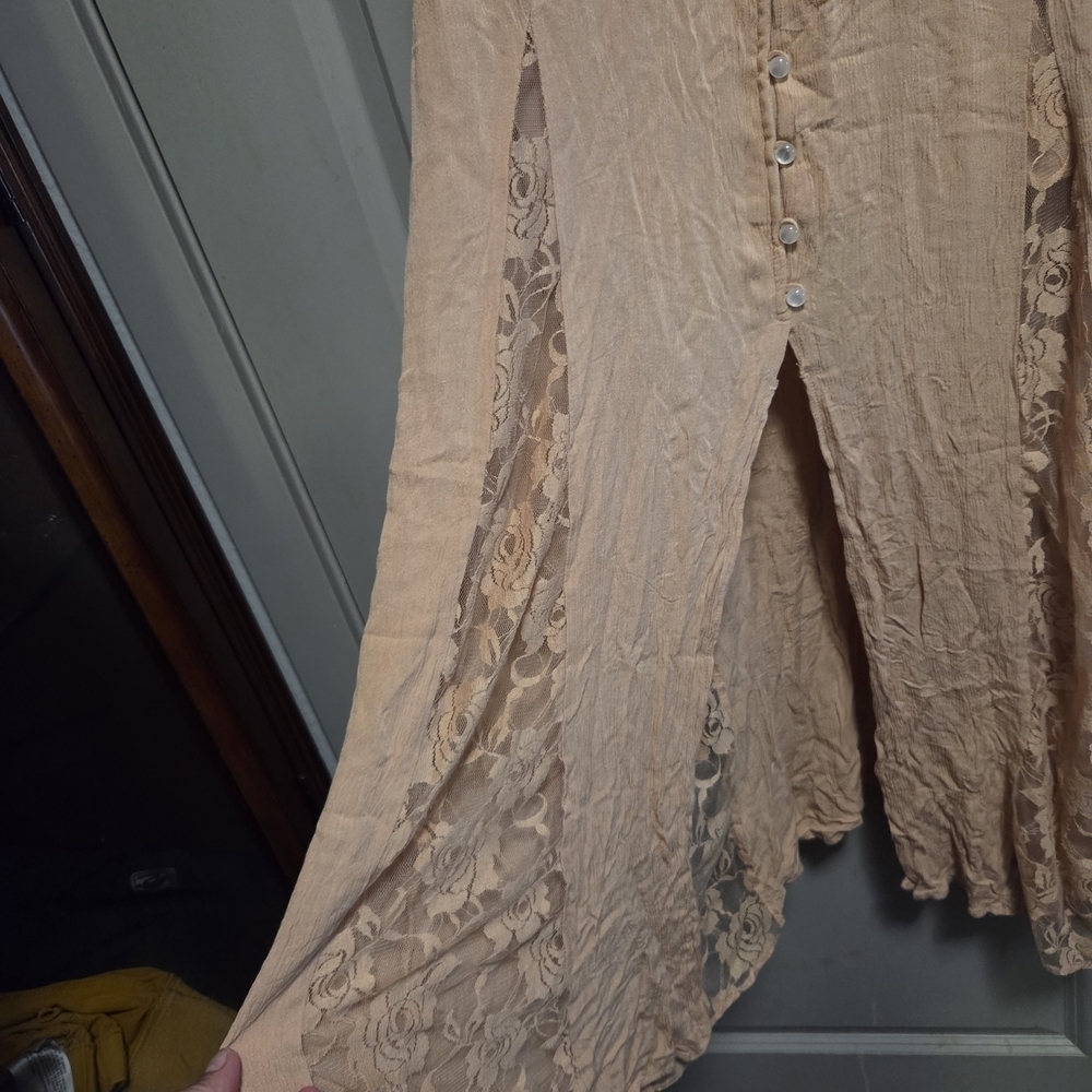 VENUS Tan Off-Shoulder Maxi Dress with Buttons - Picture 2 of 6
